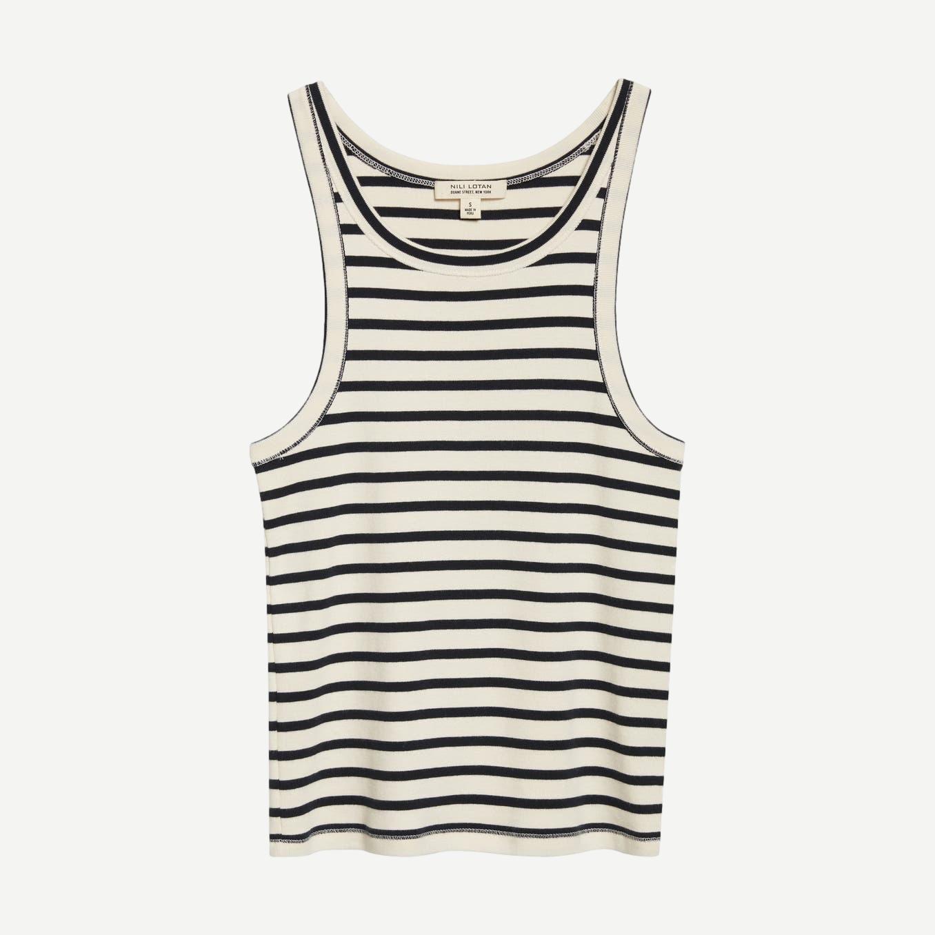 Jennifer Rib Tank - Ecru/Black Stripe - Galvanic.co