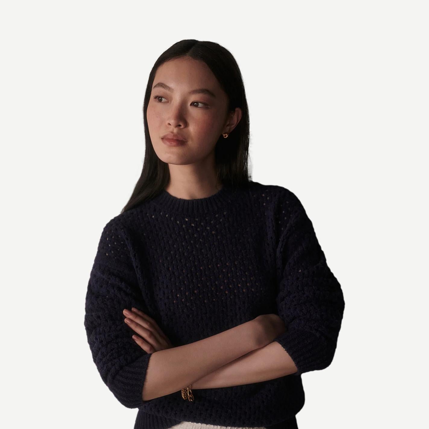 Grady Boucle Knit Sweater - Evening Blue