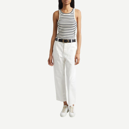 Jennifer Rib Tank - Ecru/Black Stripe - Galvanic.co