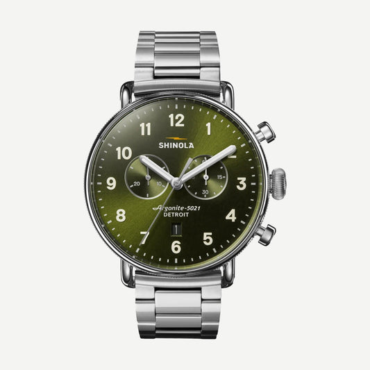 Canfield 2 Eye Chrono 43mm Silver - Dark Olive