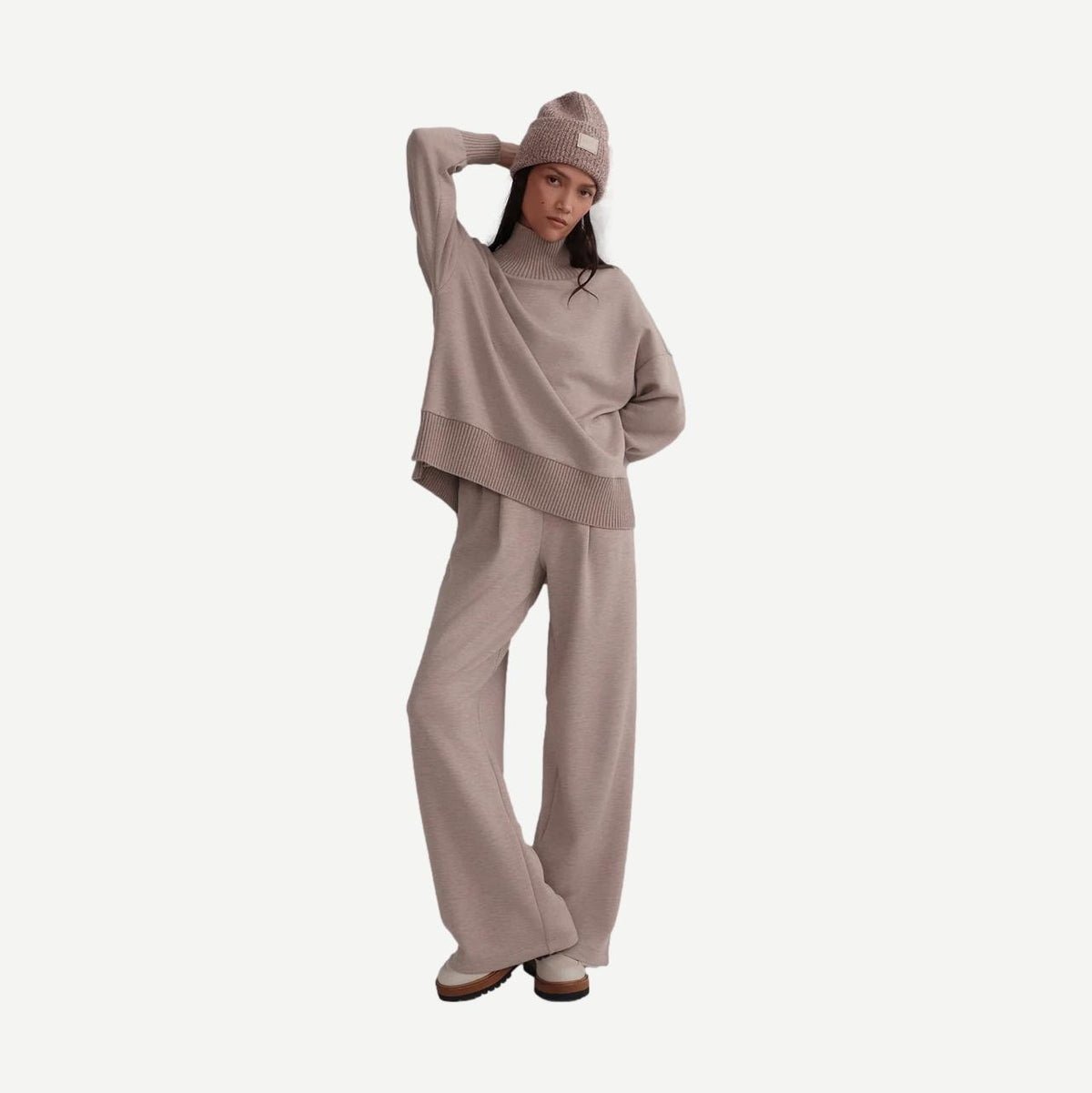 Barker High Neck Sweat - Taupe Marl