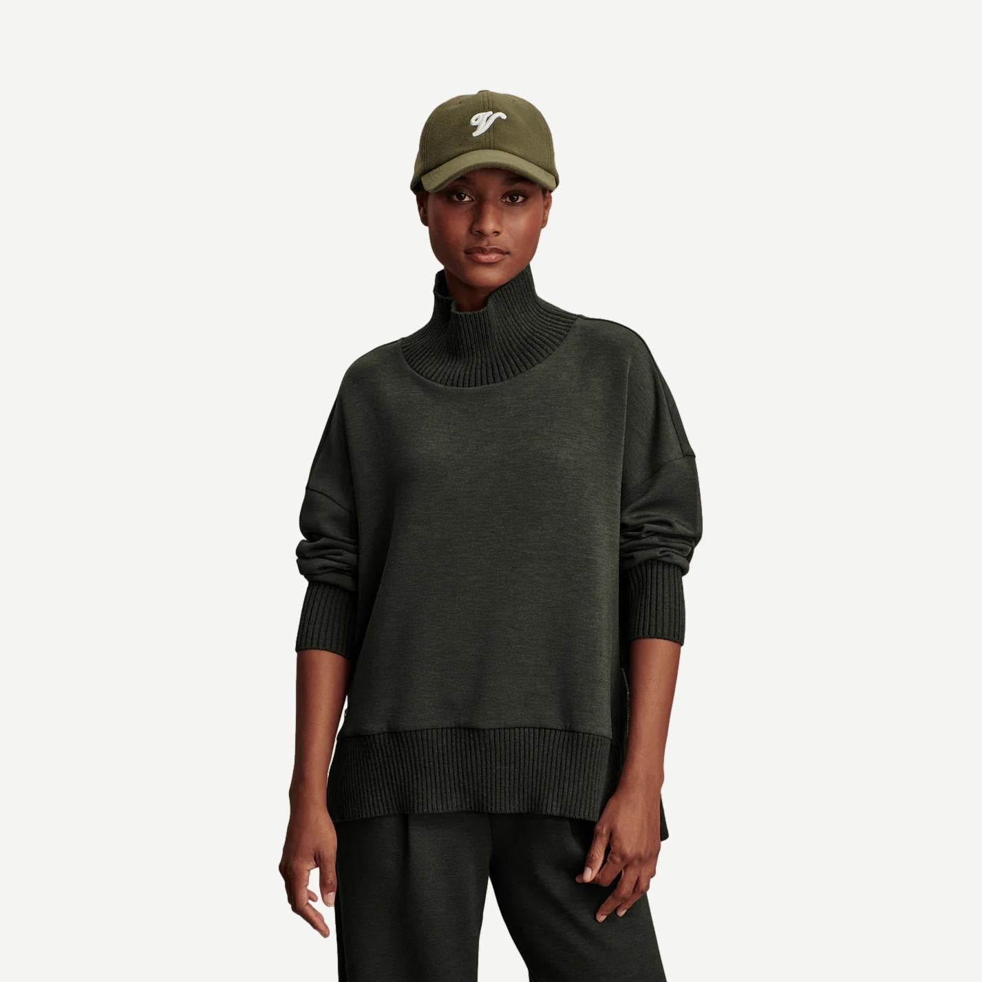 Barker High Neck Sweater - Olive Marl