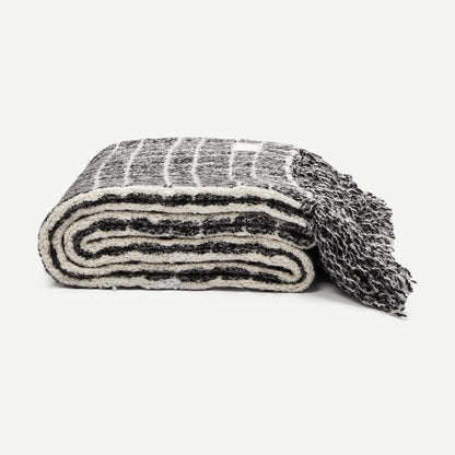 Lindsey Check Knit Scarf - Charcoal Marl