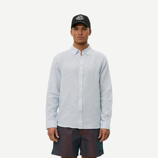 Konrad LS Stripe Linen Shirt - Allure - Galvanic.co