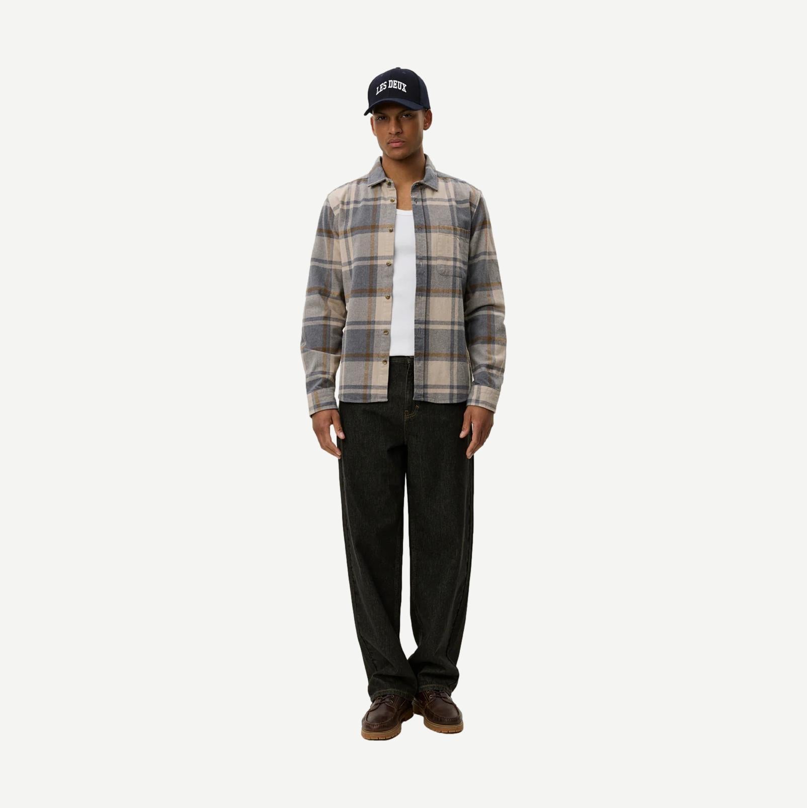 Jeremy Check Flannel Shirt - Grey Melange - Galvanic.co