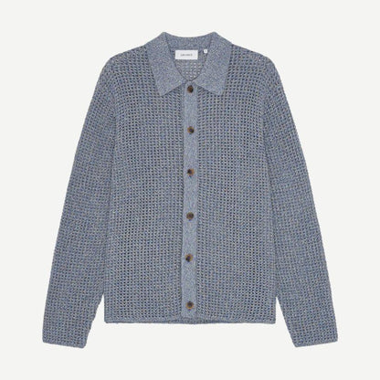 Gerald LS Knitted Shirt - Dark Denim Blue - Galvanic.co