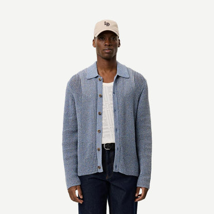 Gerald LS Knitted Shirt - Dark Denim Blue - Galvanic.co