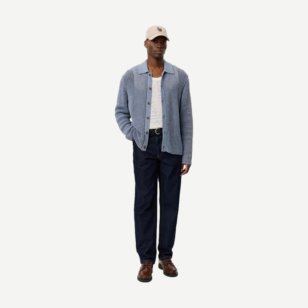 Gerald LS Knitted Shirt - Dark Denim Blue - Galvanic.co