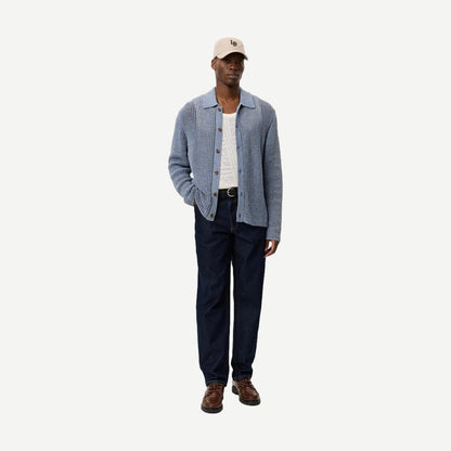 Gerald LS Knitted Shirt - Dark Denim Blue - Galvanic.co