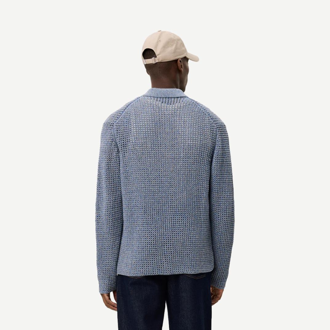 Gerald LS Knitted Shirt - Dark Denim Blue - Galvanic.co