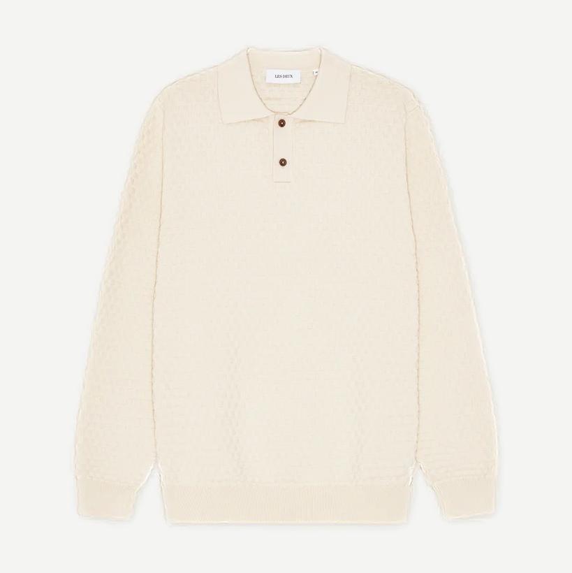 Billy Knitted LS Polo - Light Ivory - Galvanic.co