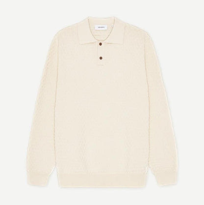 Billy Knitted LS Polo - Light Ivory - Galvanic.co