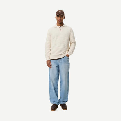 Billy Knitted LS Polo - Light Ivory - Galvanic.co