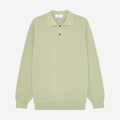 Billy Knitted LS Polo - Tea Green - Galvanic.co