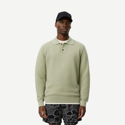 Billy Knitted LS Polo - Tea Green - Galvanic.co