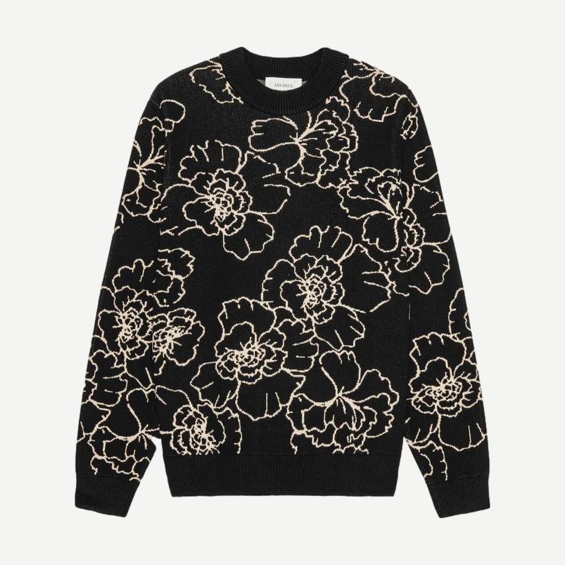 Gaston Poppy Jacquard Knit - Black - Galvanic.co