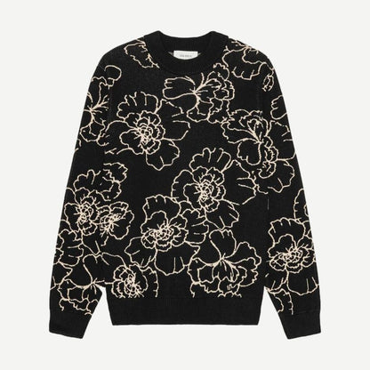 Gaston Poppy Jacquard Knit - Black - Galvanic.co