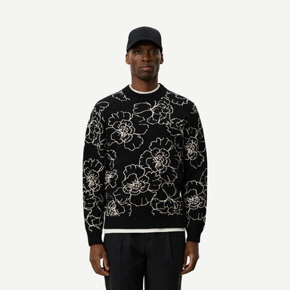 Gaston Poppy Jacquard Knit - Black - Galvanic.co