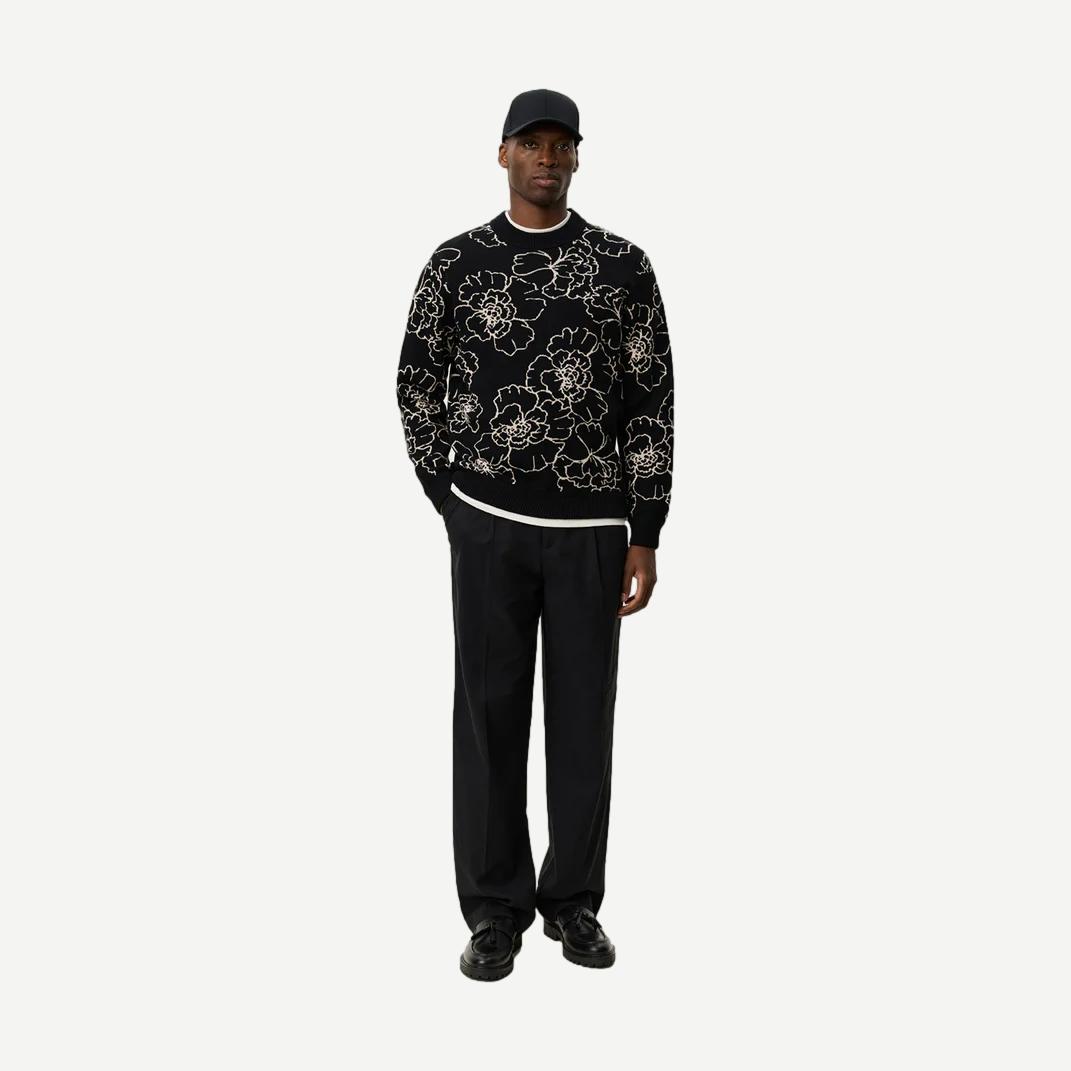 Gaston Poppy Jacquard Knit - Black - Galvanic.co