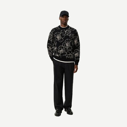 Gaston Poppy Jacquard Knit - Black - Galvanic.co