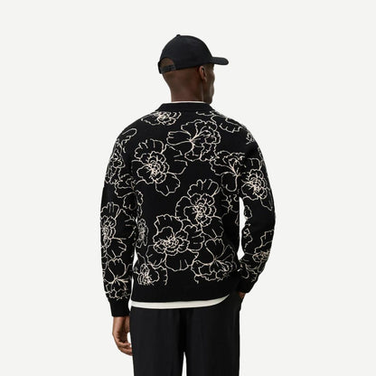 Gaston Poppy Jacquard Knit - Black - Galvanic.co