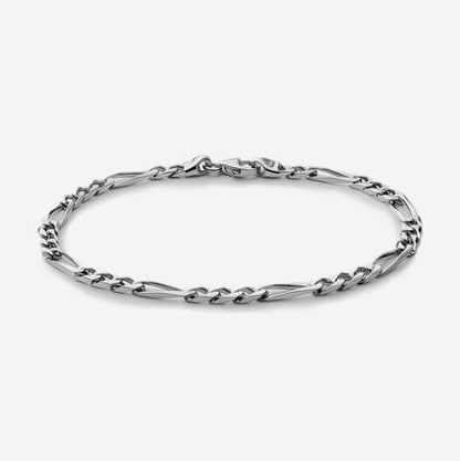 3mm Figaro Chain Bracelet, Sterling Silver, Polished, M - Galvanic.co