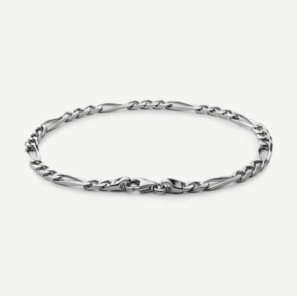 3mm Figaro Chain Bracelet, Sterling Silver, Polished, M - Galvanic.co
