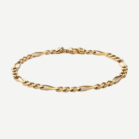 3mm Figaro Chain Bracelet - Gold Vermeil - Galvanic.co