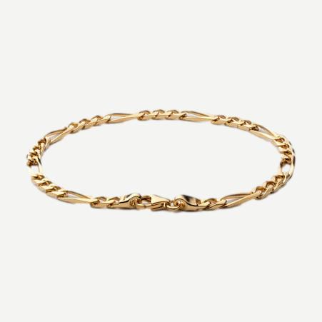 3mm Figaro Chain Bracelet - Gold Vermeil - Galvanic.co
