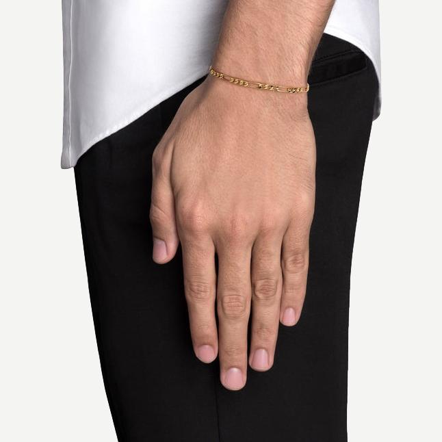 3mm Figaro Chain Bracelet - Gold Vermeil - Galvanic.co