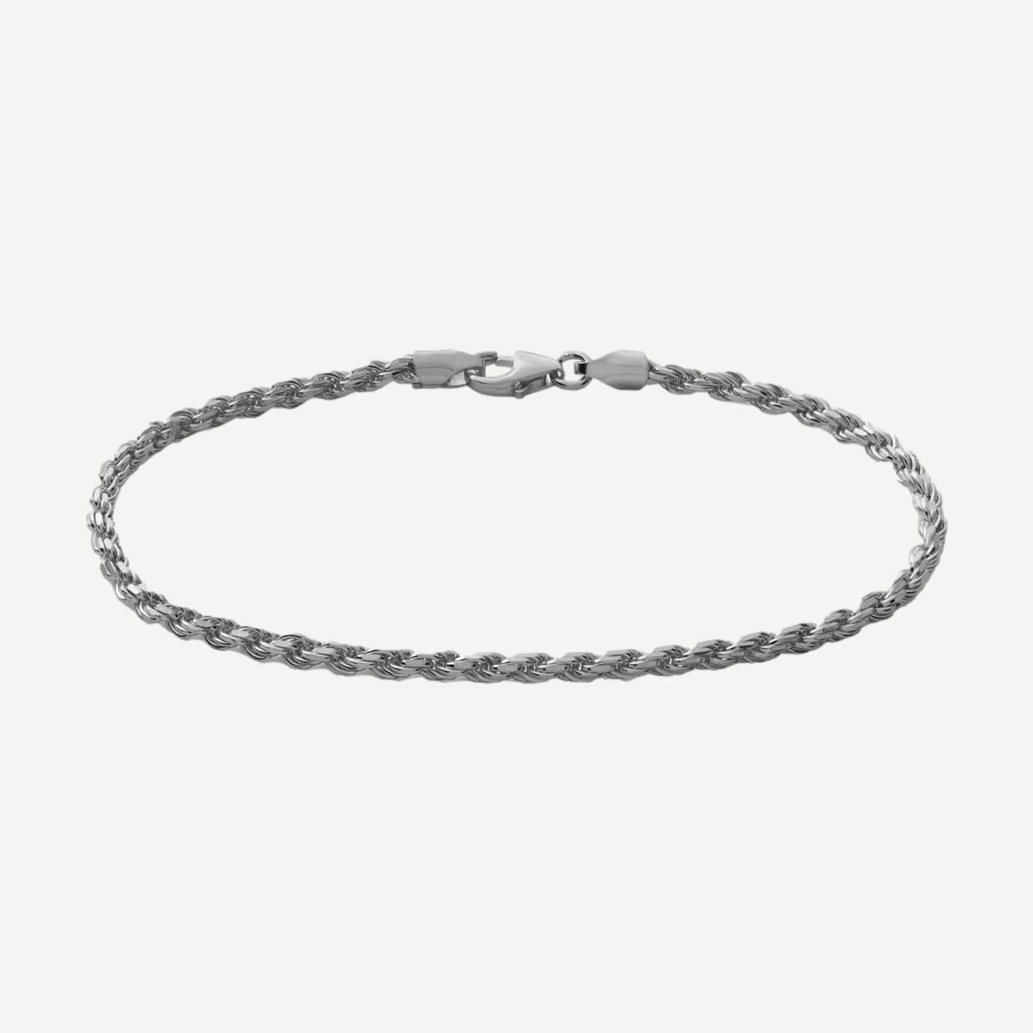 2.4mm Rope Chain Bracelet - Sterling Silver - Galvanic.co