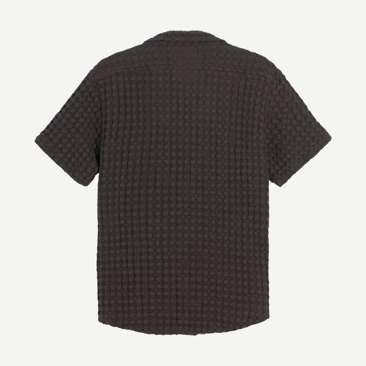 Cuba Waffle SS Button Up Shirt - Nearly Black - Galvanic.co