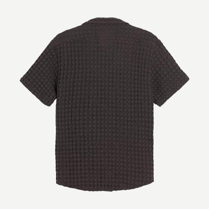 Cuba Waffle SS Button Up Shirt - Nearly Black - Galvanic.co