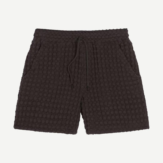 OAS Porto Waffle Shorts in Nearly Black, casual men's shorts with waffle texture, comfortable fit, and stylish design.