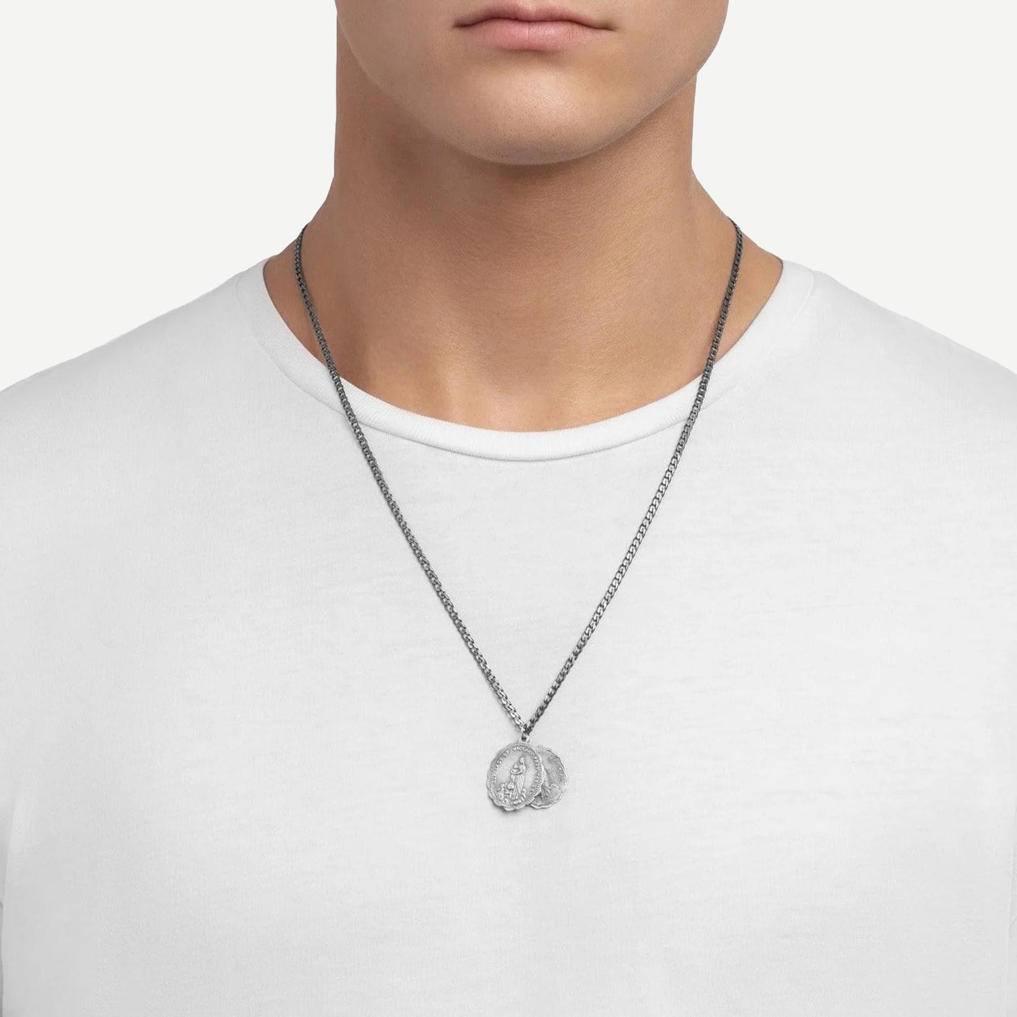 Saint Necklace - Sterling Silver Oxidized 24in - Galvanic.co