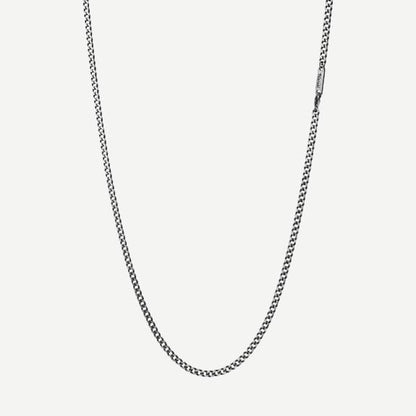 3mm Sterling Silver Cuban Chain Necklace, Oxidized, Brushed, 24in. - Galvanic.co