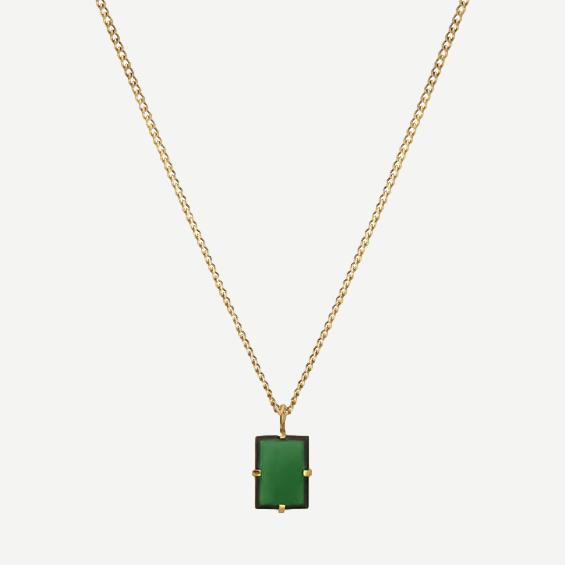 Lennox Pendant Necklace w/Enamel, Gold Vermeil, Polished, Green, 24in.