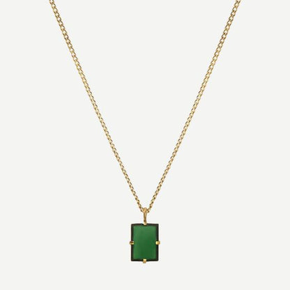 Lennox Pendant Necklace w/Enamel, Gold Vermeil, Polished, Green, 24in.