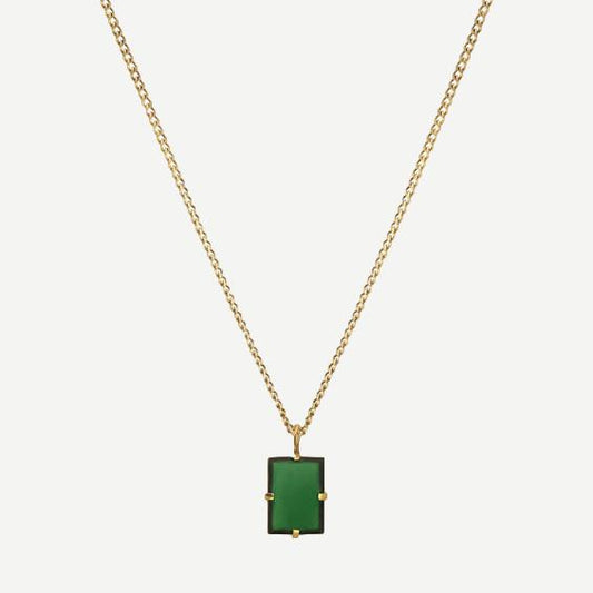 Lennox Pendant Necklace w/Enamel, Gold Vermeil, Polished, Green, 24in.