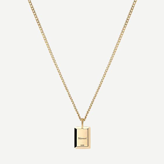 Lennox Pendant Necklace w/Enamel, Gold Vermeil, Polished, Green, 24in.