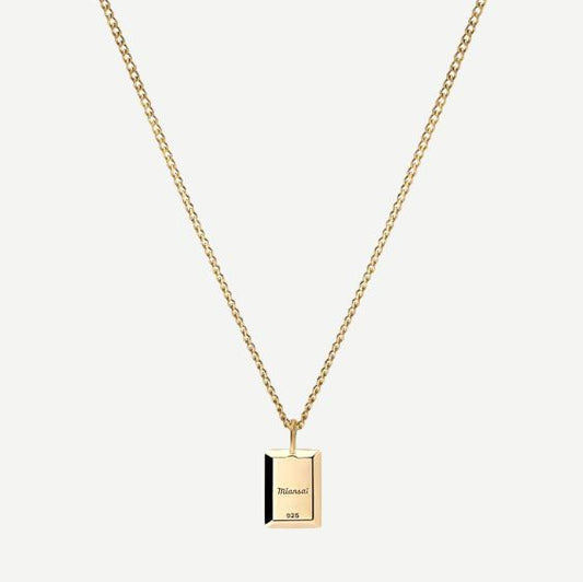 Lennox Pendant Necklace w/Enamel, Gold Vermeil, Polished, Green, 24in. - Galvanic.co