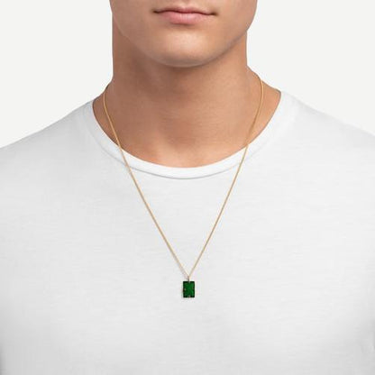 Lennox Pendant Necklace w/Enamel, Gold Vermeil, Polished, Green, 24in.