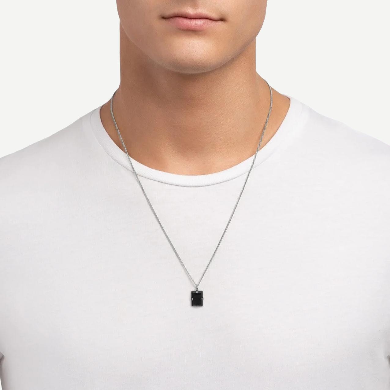 Lennox Onyx Necklace - Sterling Silver 24in - Galvanic.co