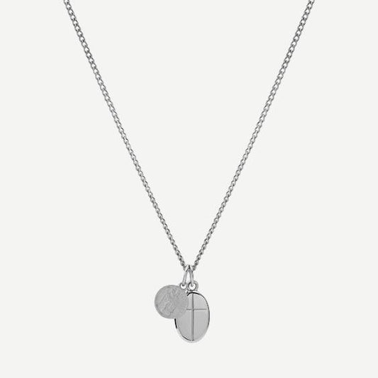 Croix + Mini St Christopher Pendant Necklace, Sterling Silver, Polished, 24in.