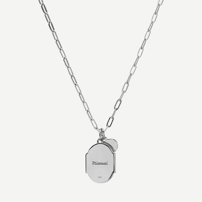 Conception Pendant w/Cable Chain Necklace w/Enamel, Sterling Silver, Polished, Gray, 24in.