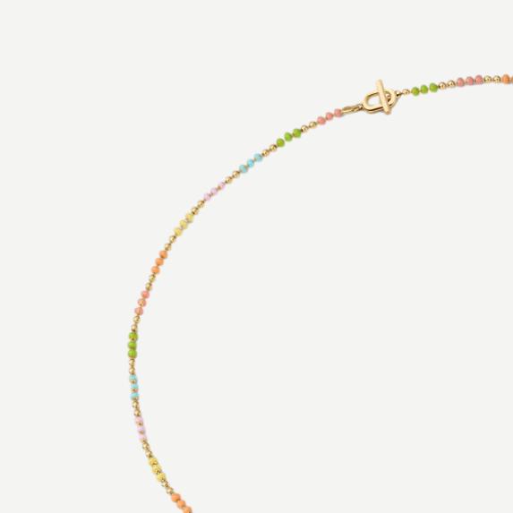 Orb 1.5mm Chain Choker, Gold Vermeil w/Enamel, Polished, Pastel, 15in.