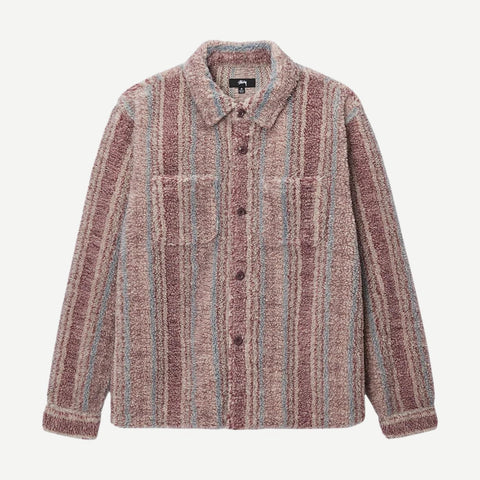 Stripe Sherpa Shirt - Berry - Galvanic.co