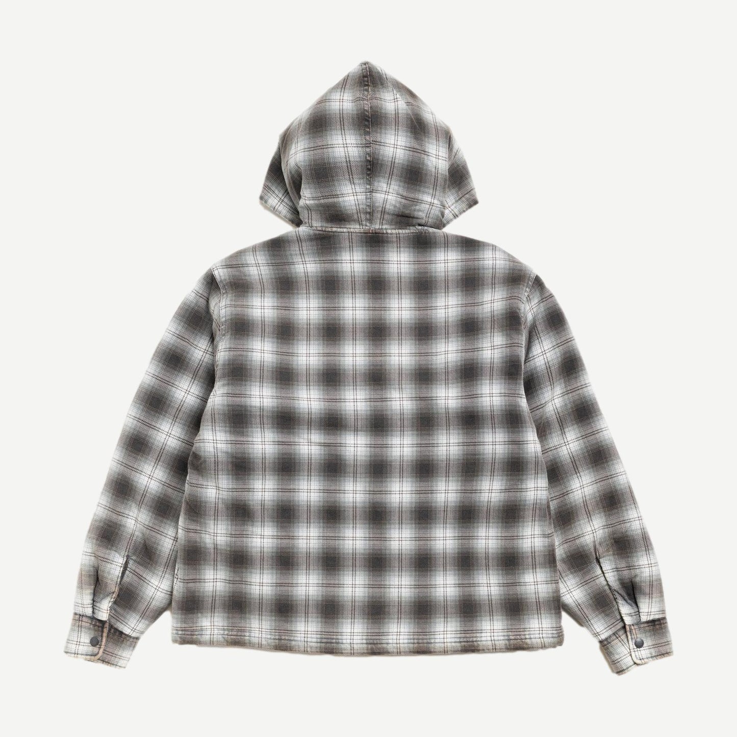 Zip Plaid Hooded Shirt - Charcoal - Galvanic.co