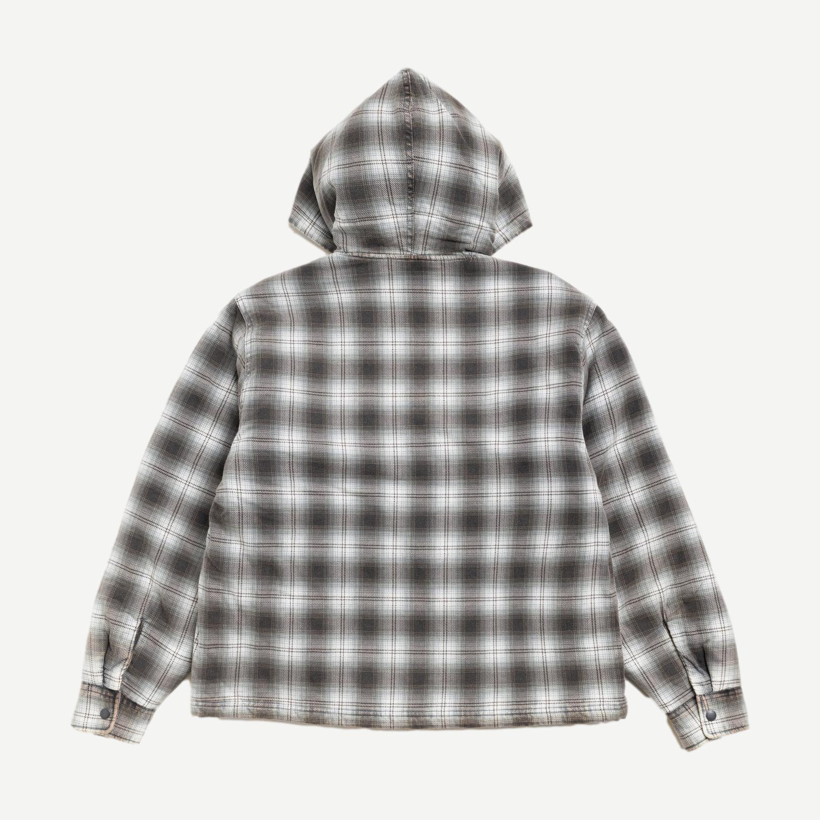 Zip Plaid Hooded Shirt - Charcoal - Galvanic.co