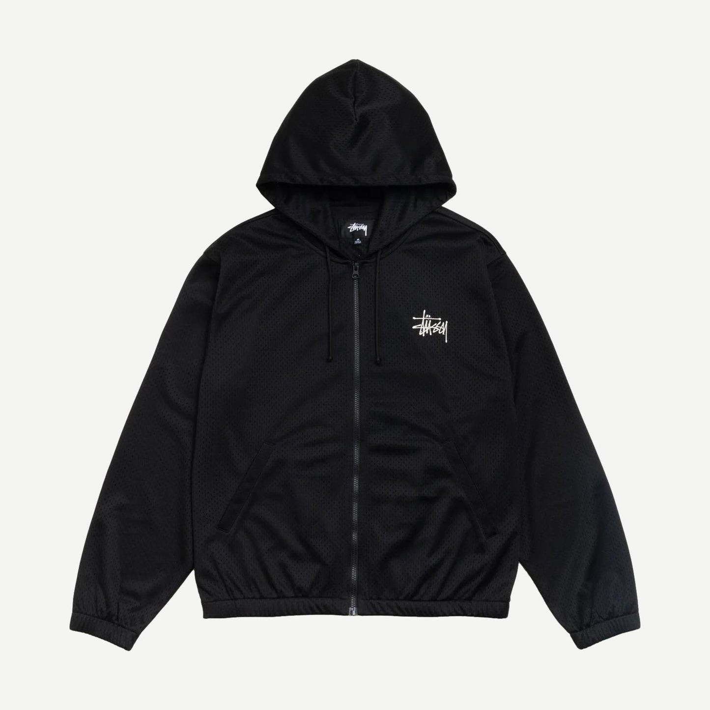 Athletic Mesh Zip Hoodie - Black